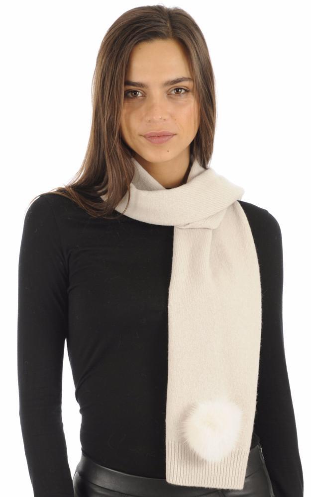 La Canadienne Écharpe Cachemire Et Renard Blanc Cassé