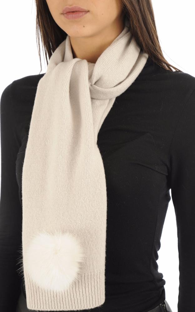 La Canadienne Écharpe Cachemire Et Renard Blanc Cassé