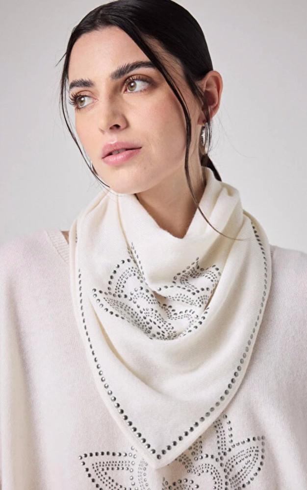 la canadienne Echarpe laine et cachemire à motifs écru