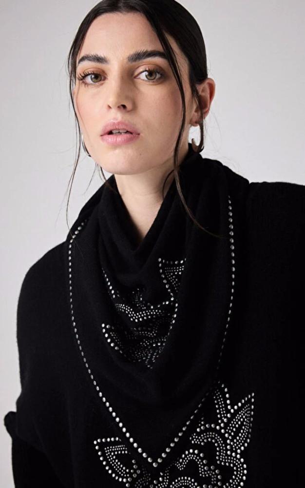 la canadienne Echarpe laine et cachemire à motifs noir