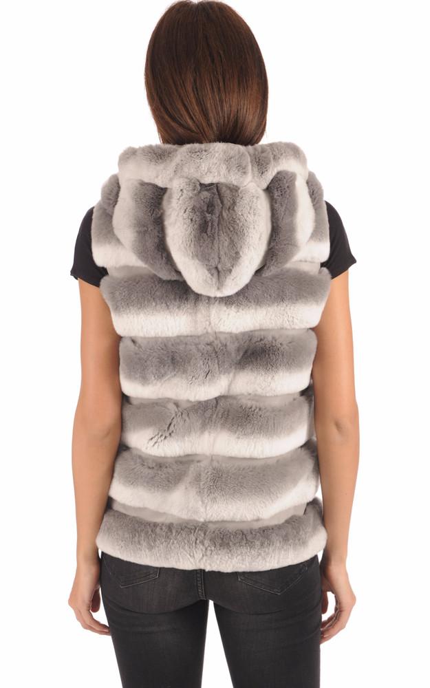 La Canadienne Gilet Réversible En Fourrure Rex Gris