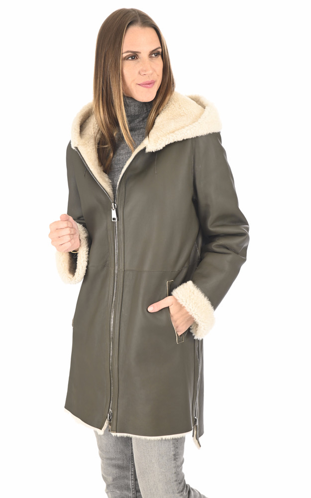 la canadienne 3/4 agneau merinillo kaki