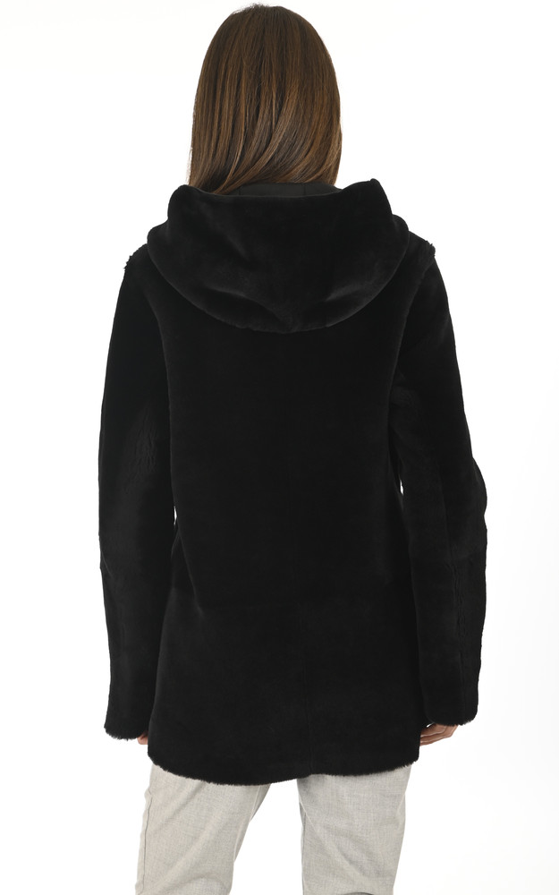 La Canadienne 3/4 Capuche Agneau Mérinos Noir
