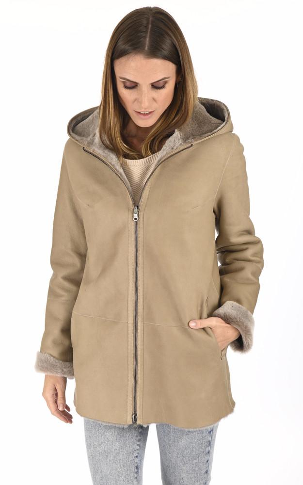 La Canadienne 3/4 Capuche Agneau Mérinos Sable