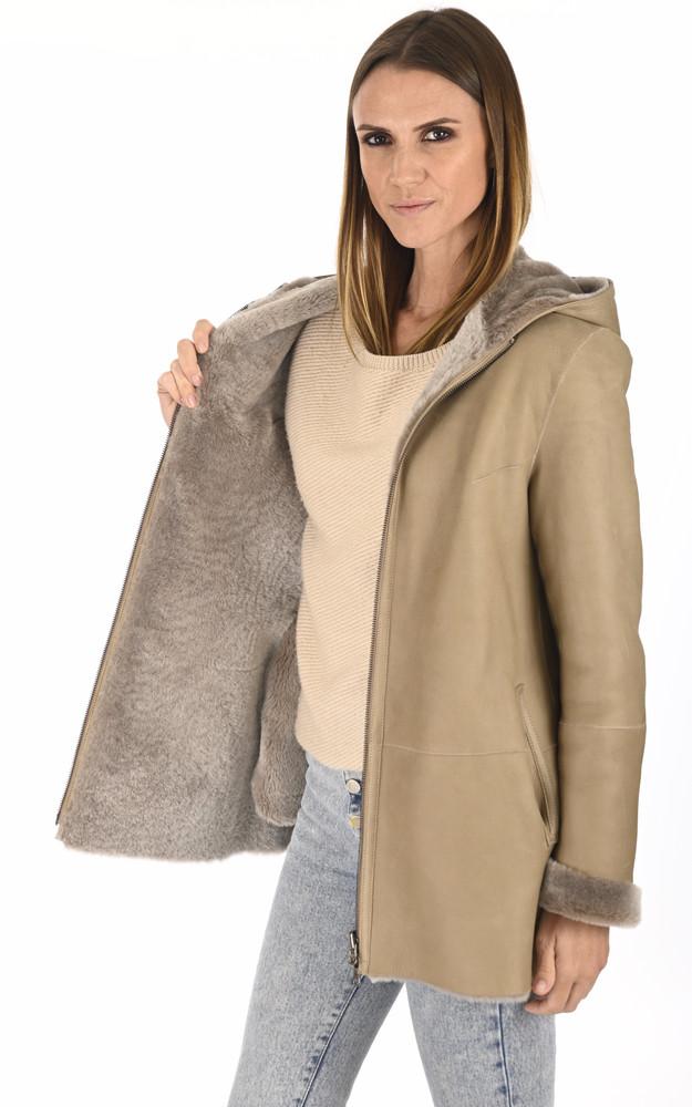 La Canadienne 3/4 Capuche Agneau Mérinos Sable