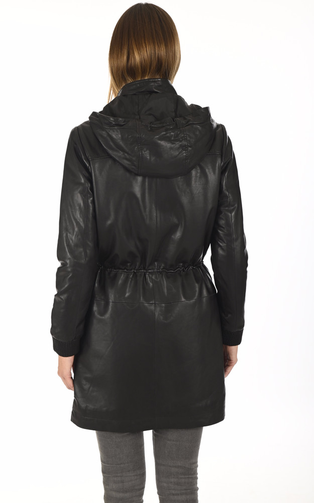 La Canadienne 3/4 Capuche Cuir Chaud Noir
