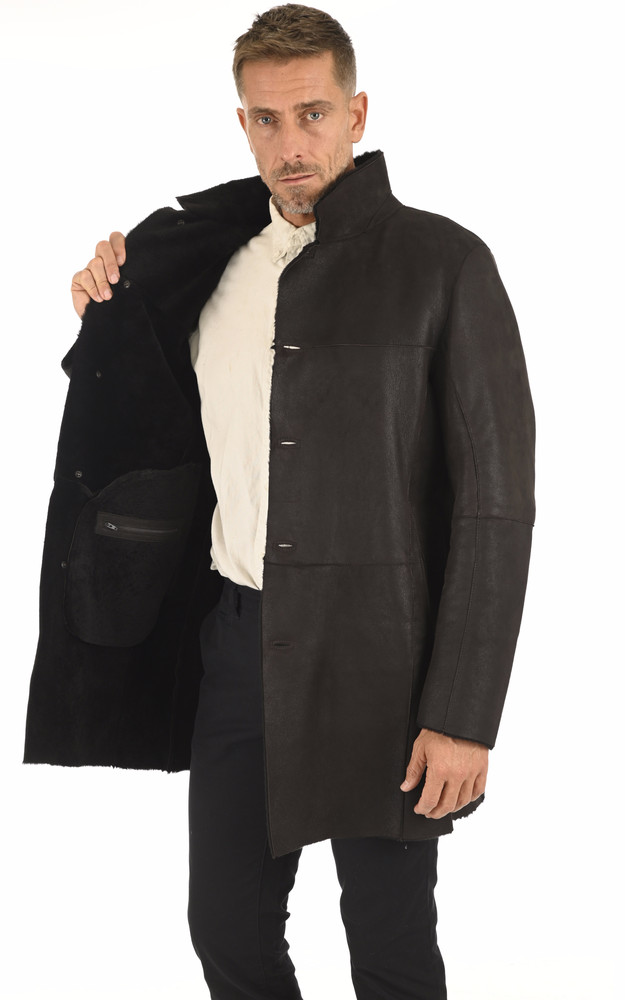 La Canadienne 3/4 Chic Peau Laine Marron Foncée