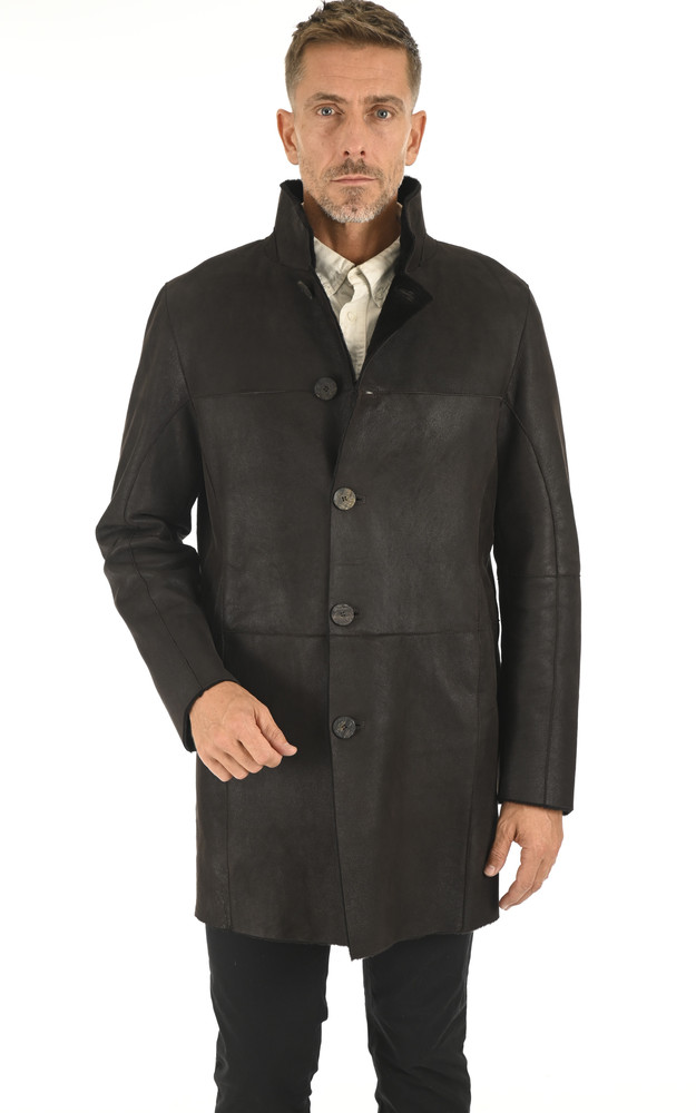 la canadienne 3/4 chic peau laine marron foncée