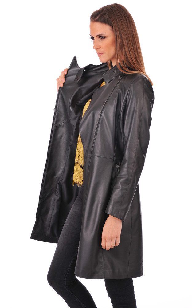 La Canadienne 3/4 Cuir Agneau Noir