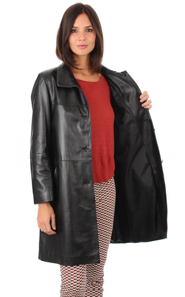 La Canadienne 3/4 En Cuir Agneau Noir