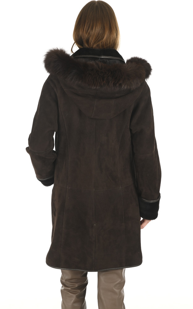 La Canadienne 3/4 Peau Lainée Et Renard Marron