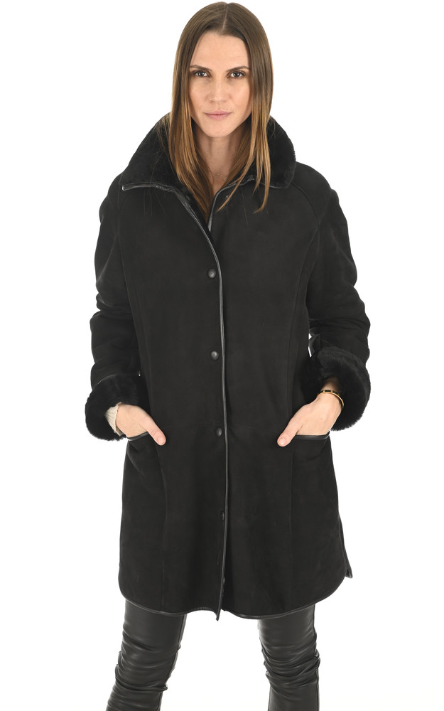 La Canadienne 3/4 Peau Lainée Et Renard Noir