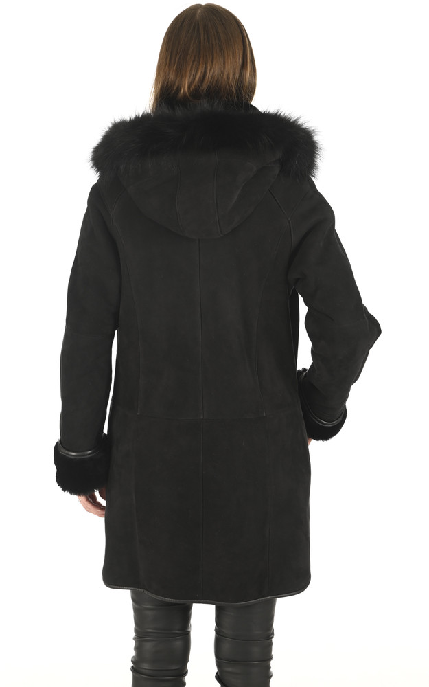 La Canadienne 3/4 Peau Lainée Et Renard Noir
