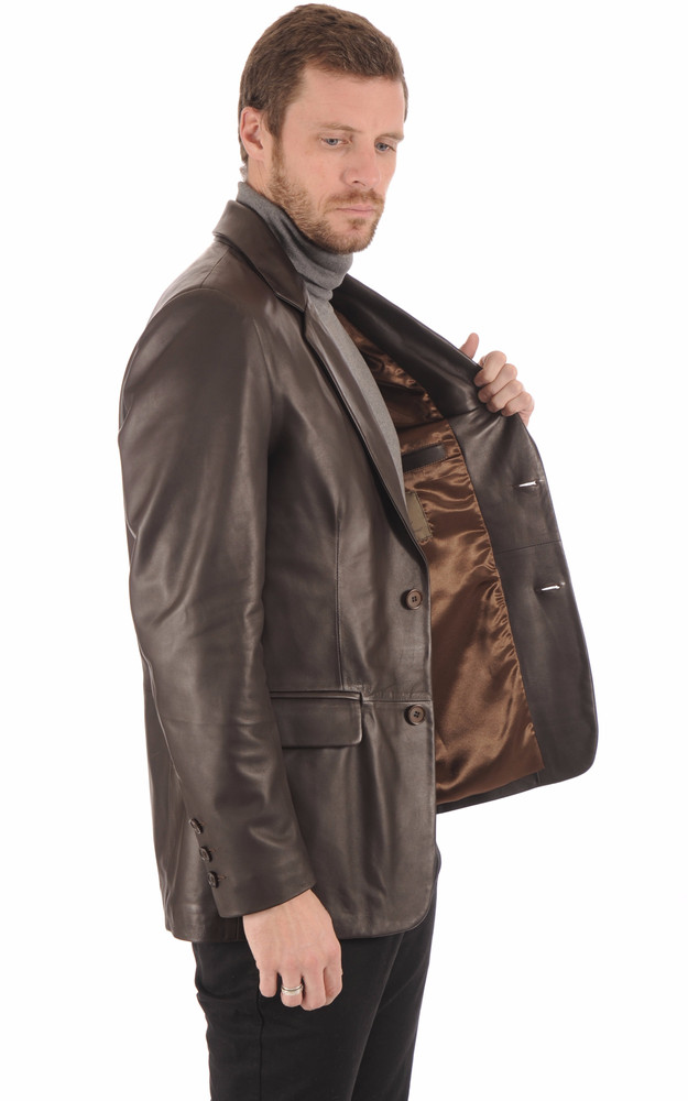 La Canadienne Blazer Cuir Marron Homme