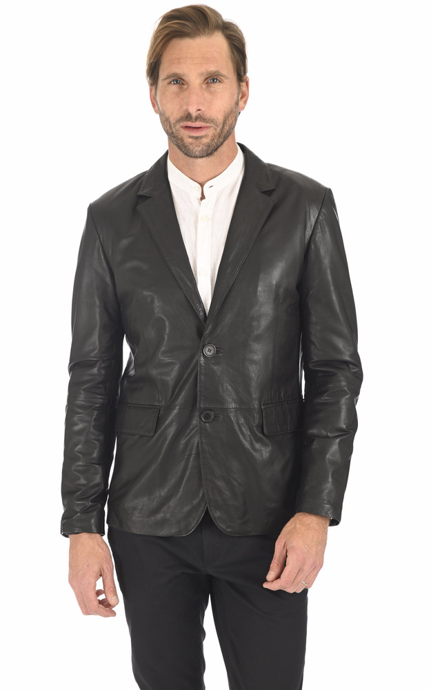 La Canadienne Blazer Cuir Noir Homme