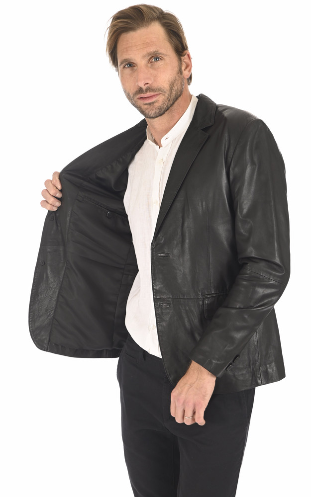 La Canadienne Blazer Cuir Noir Homme