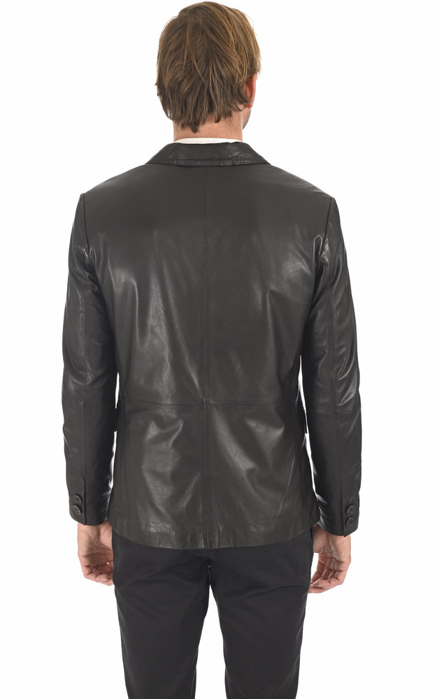 La Canadienne Blazer Cuir Noir Homme