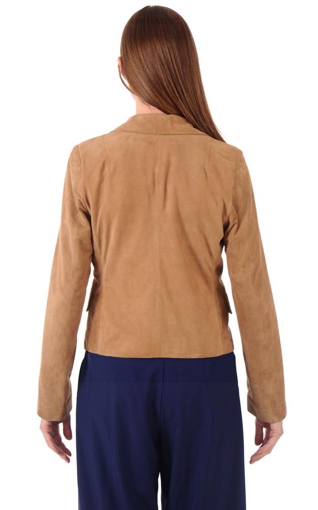 La Canadienne Blazer Cuir Velours Beige
