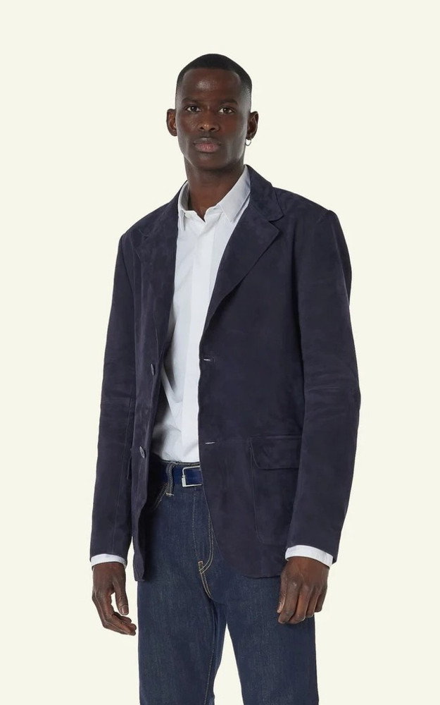 La Canadienne Blazer Cuir Velours Billy Bleu