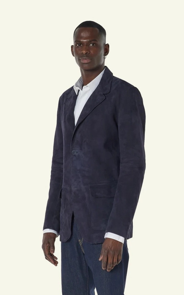 la canadienne Blazer cuir velours Billy Bleu