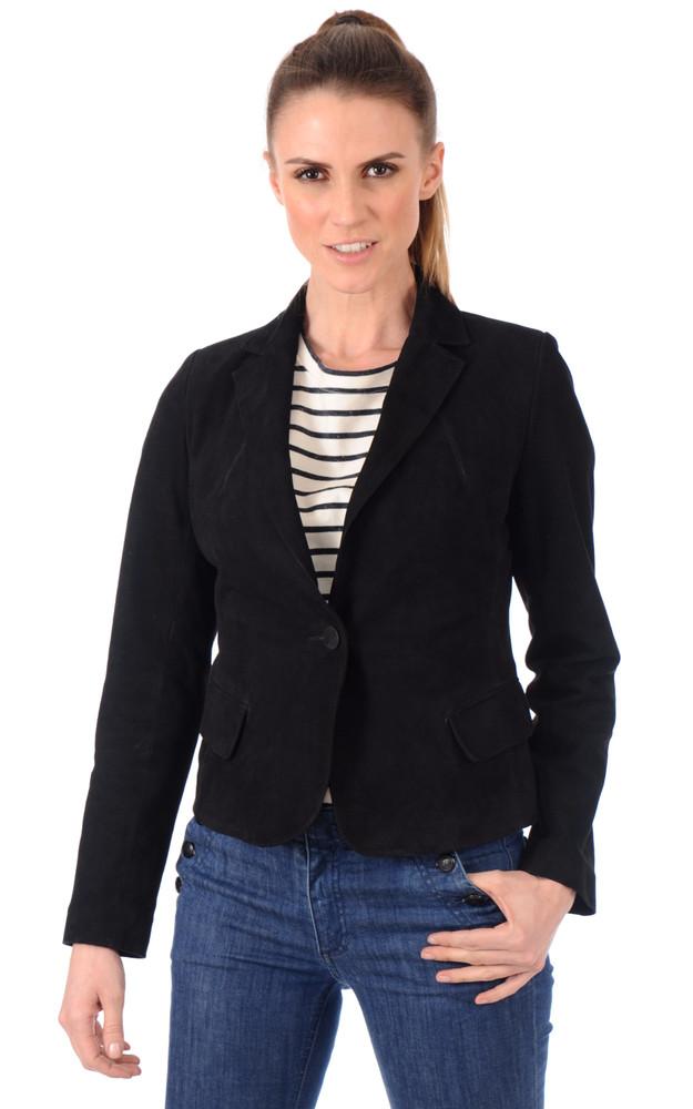 La Canadienne Blazer Cuir Velours Noir