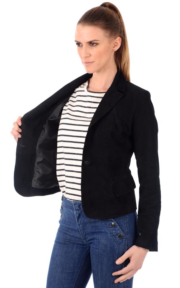 La Canadienne Blazer Cuir Velours Noir