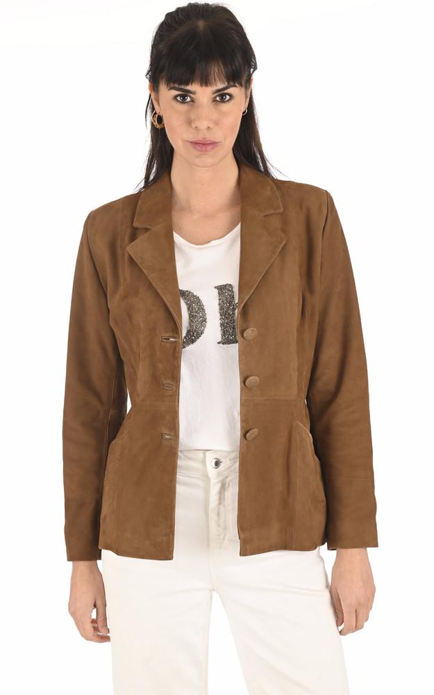 La Canadienne Blazer Cuir Velours Tabac