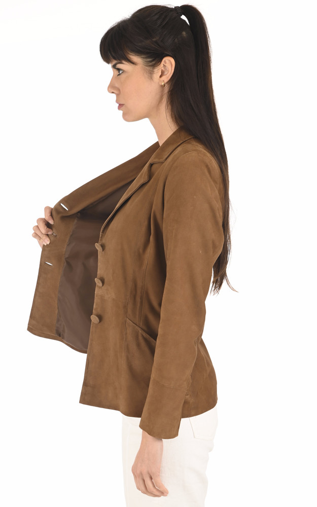 La Canadienne Blazer Cuir Velours Tabac