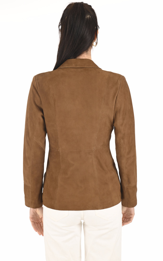 La Canadienne Blazer Cuir Velours Tabac