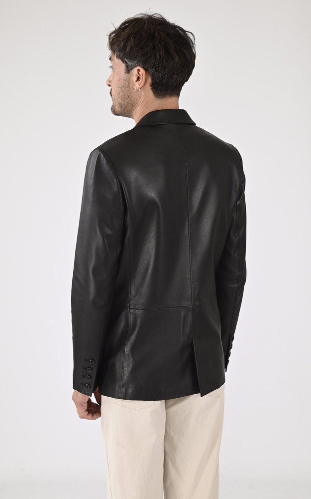 La Canadienne Blazer Merge Cuir Agneau Noir