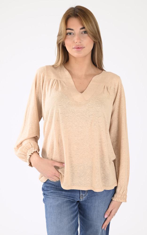 la canadienne Blouse lin Evy beige