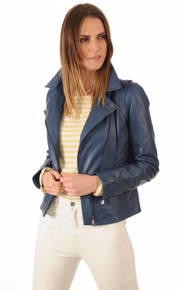 la canadienne Blouson agneau bleu denim