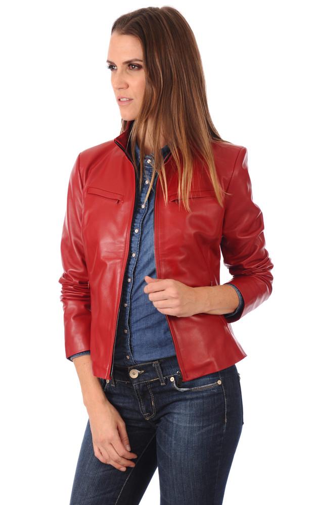 la canadienne Blouson agneau rouge