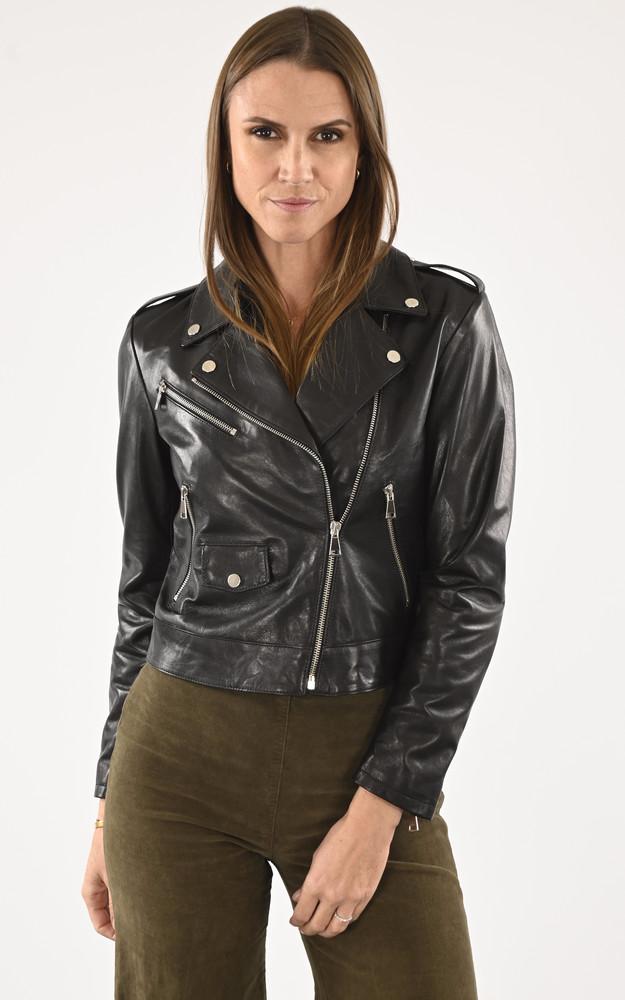 La Canadienne Blouson Biker Court Cuir Noir