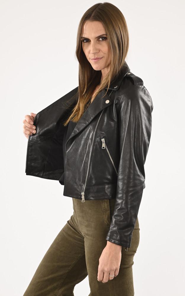 La Canadienne Blouson Biker Court Cuir Noir