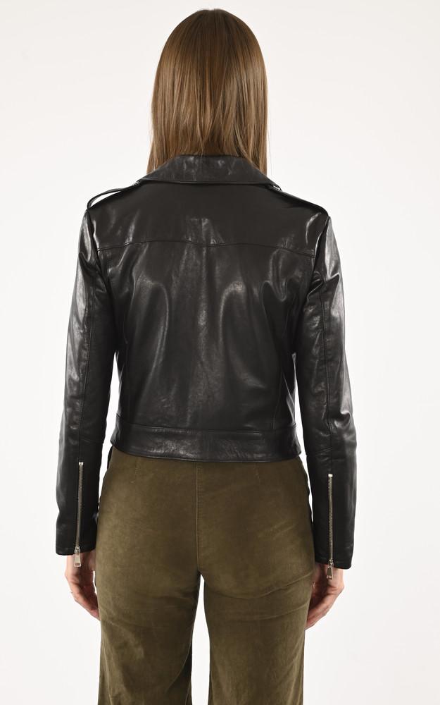 La Canadienne Blouson Biker Court Cuir Noir