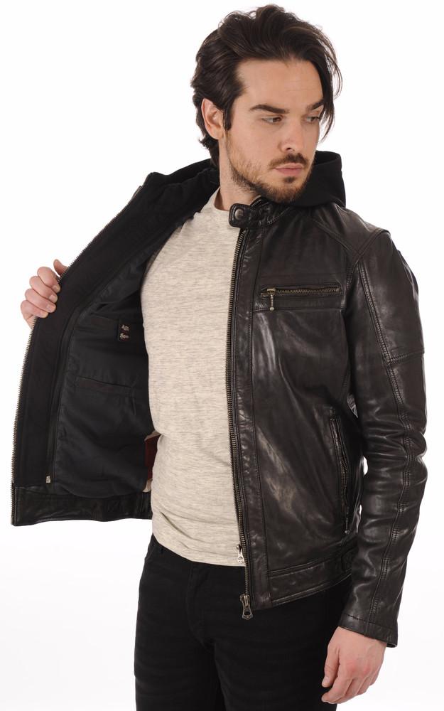 La Canadienne Blouson Bishop Cuir Avec Capuche