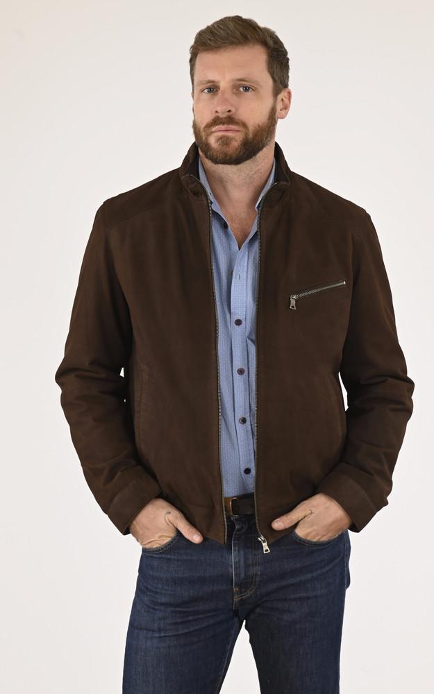 la canadienne Blouson chaud agneau nubuck marron