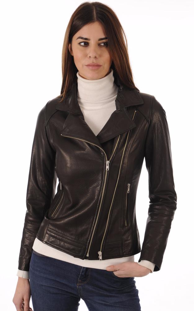 la canadienne Blouson cintré Cuir Femme Noir