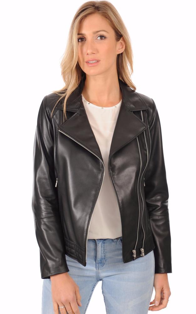 la canadienne Blouson cintré Cuir Femme Noir