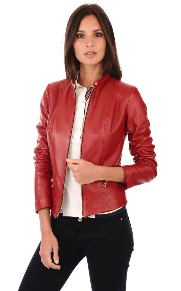 La Canadienne Blouson Cintré Cuir Rouge