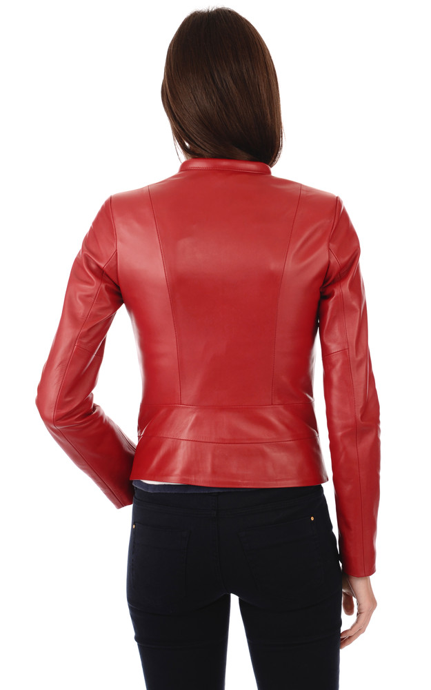 La Canadienne Blouson Cintré Cuir Rouge