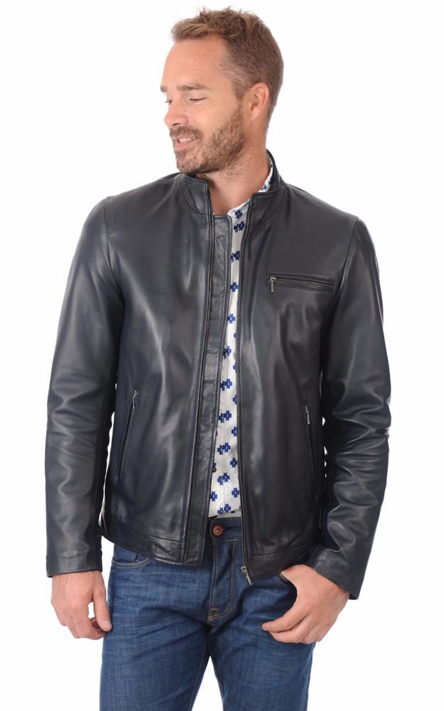 La Canadienne Blouson Cuir Agneau Bleu