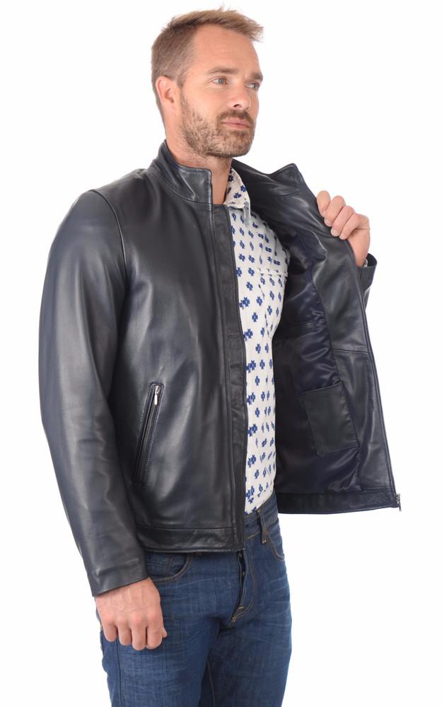 La Canadienne Blouson Cuir Agneau Bleu
