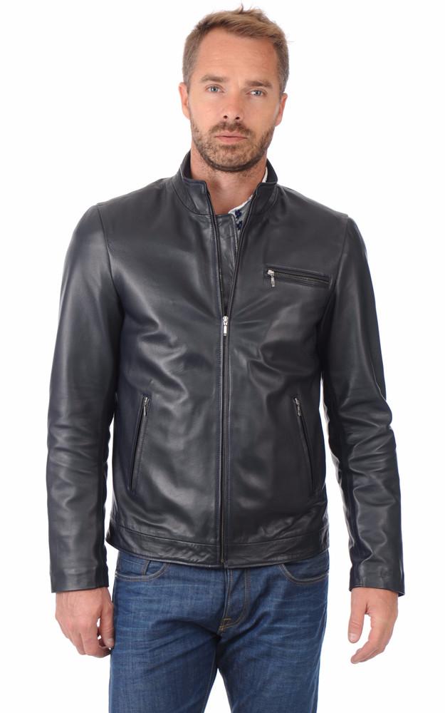 la canadienne Blouson cuir agneau bleu