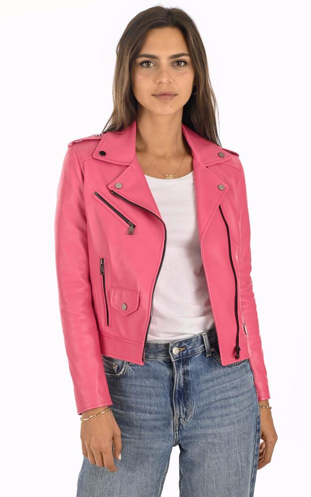 la canadienne Blouson cuir agneau rose