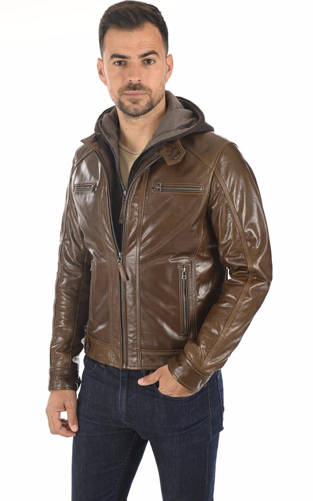 la canadienne Blouson cuir buffle Erico Hood mocca