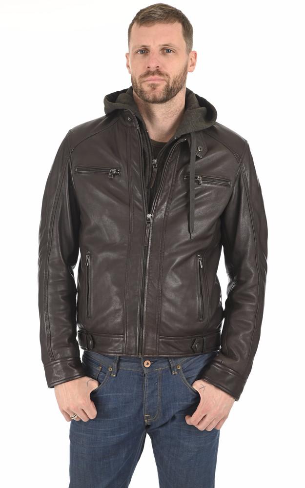 La Canadienne Blouson Cuir Erico Hood Marron