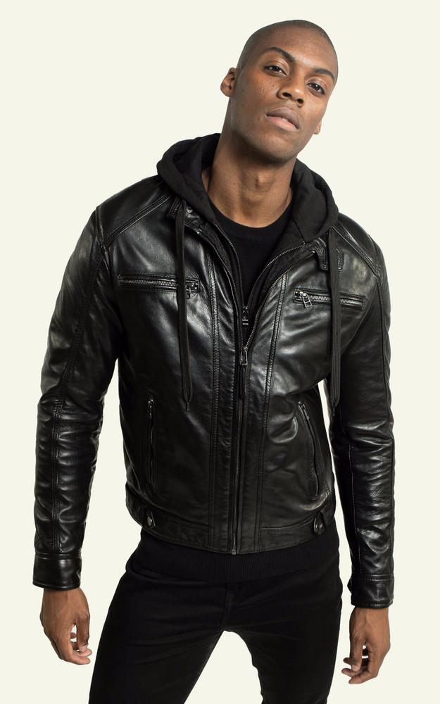 La Canadienne Blouson Cuir Erico Hood Noir