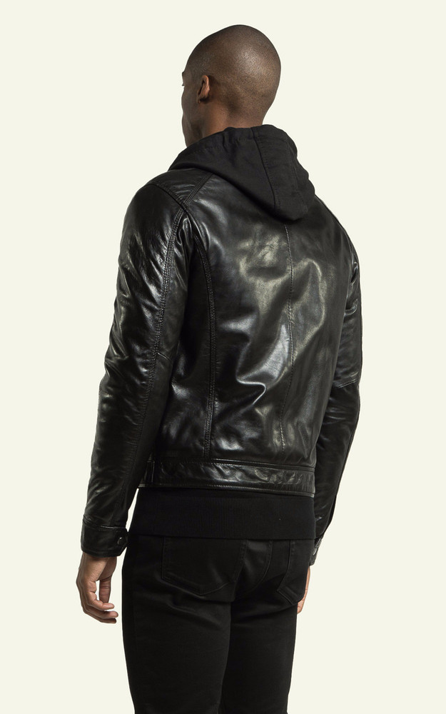 La Canadienne Blouson Cuir Erico Hood Noir